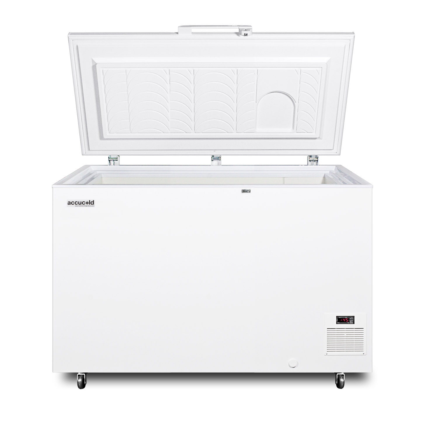 Commercial -45 C capable chest freezer with digital thermostat and over 11 cu.ft. capacity